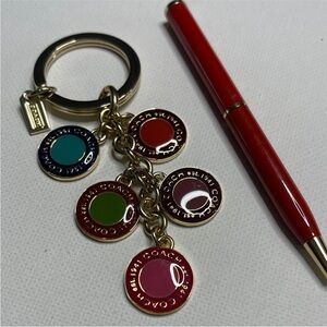 Coach Colorful Circle Charm Key Holder plus Coach Pen